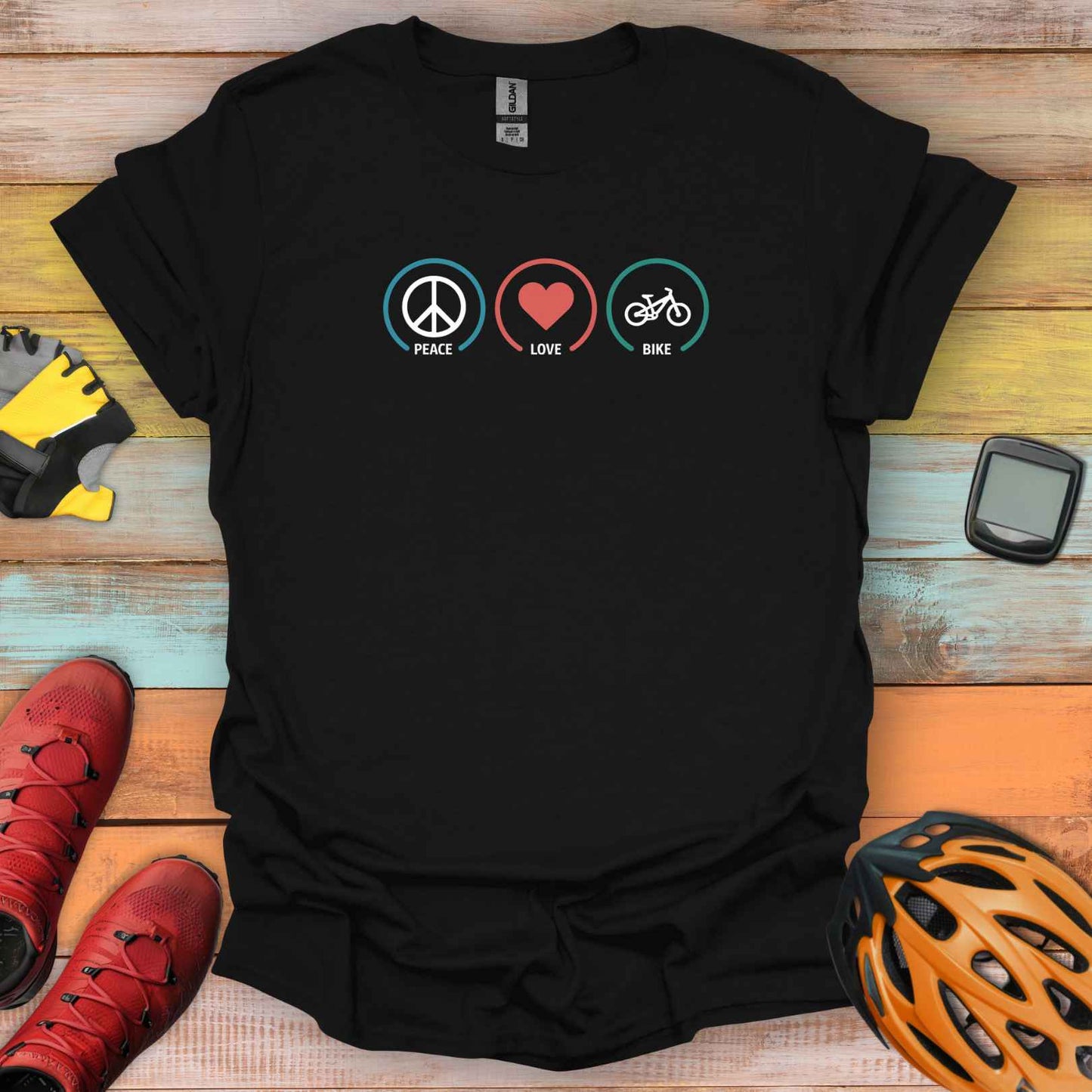 Peace, Love, Bike T-Shirt