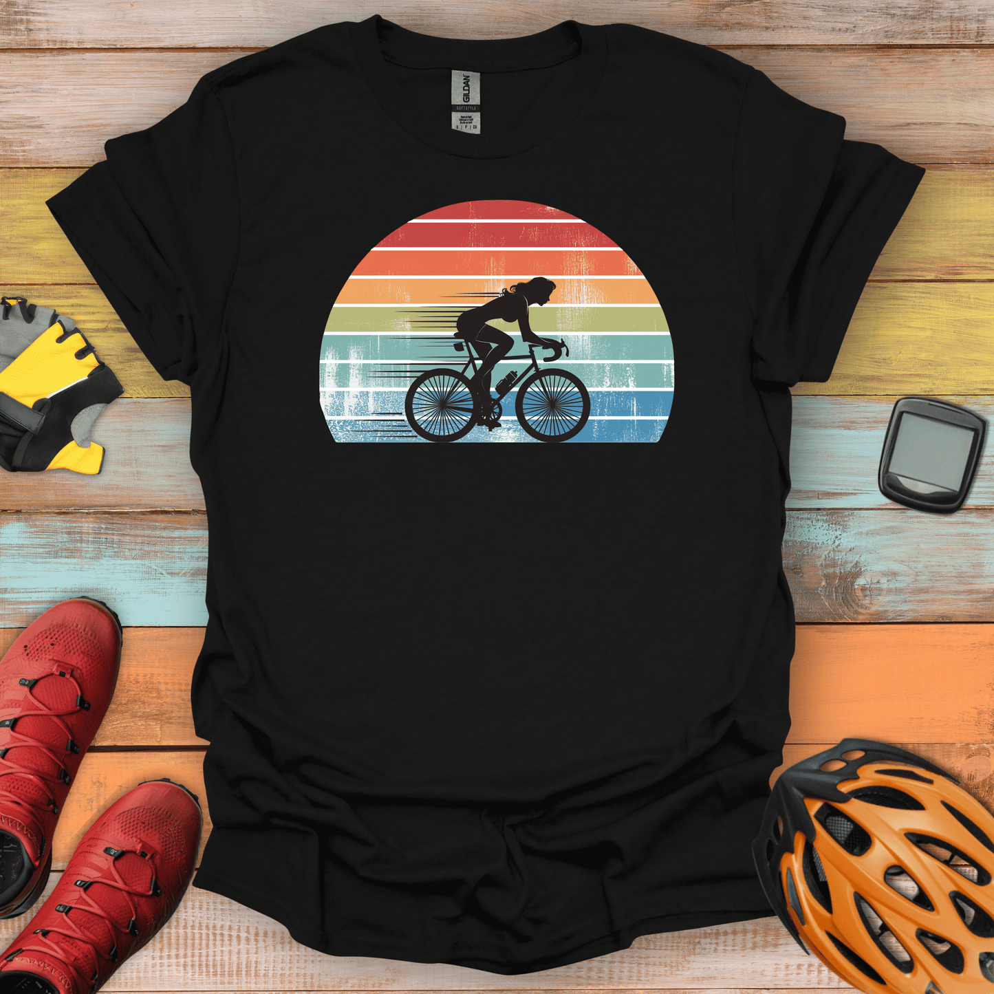 Vintage Sunset Cyclist T-Shirt