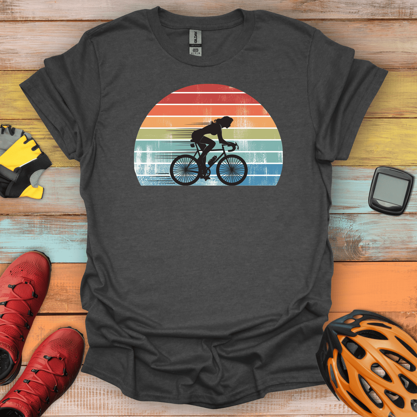 Vintage Sunset Cyclist T-Shirt