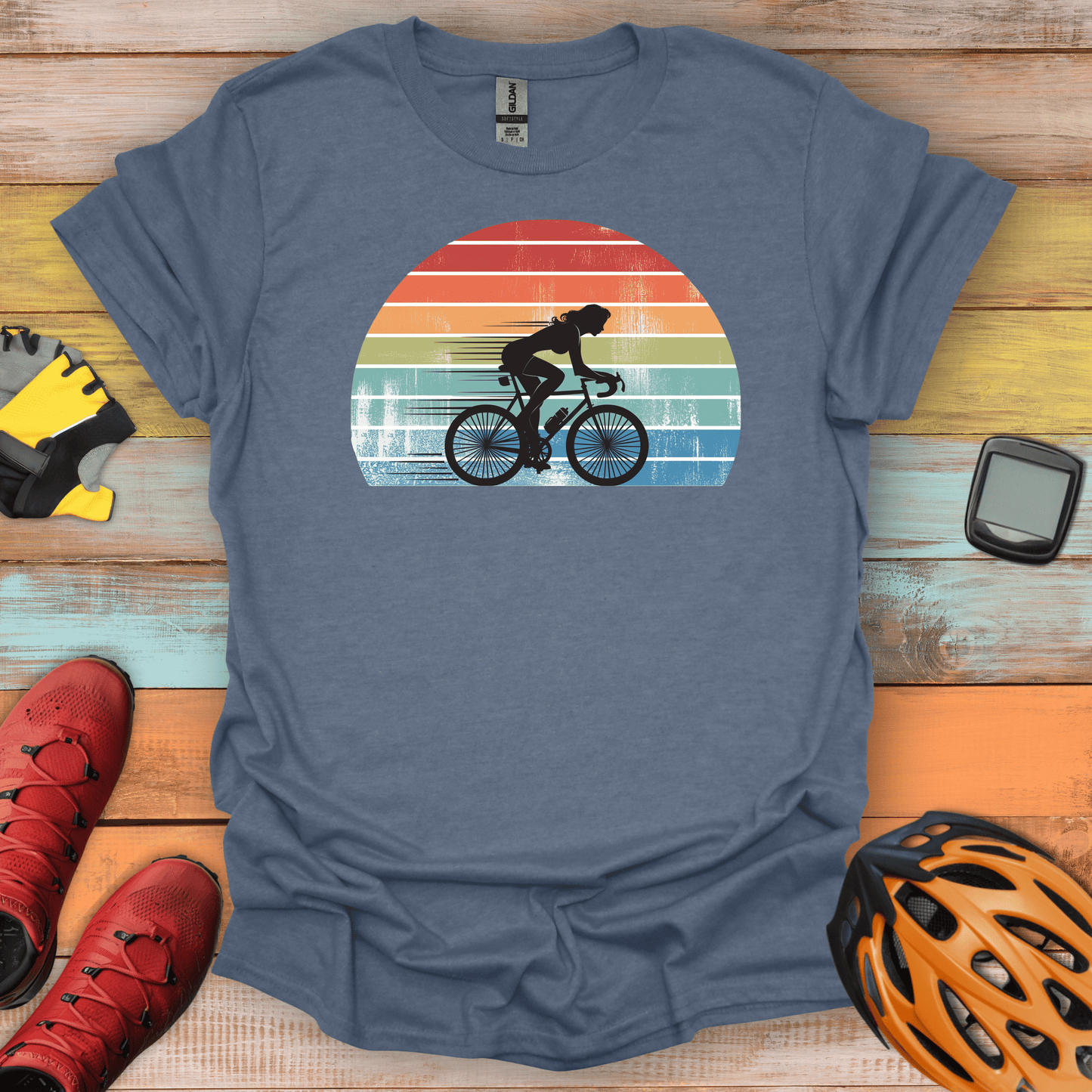 Vintage Sunset Cyclist T-Shirt