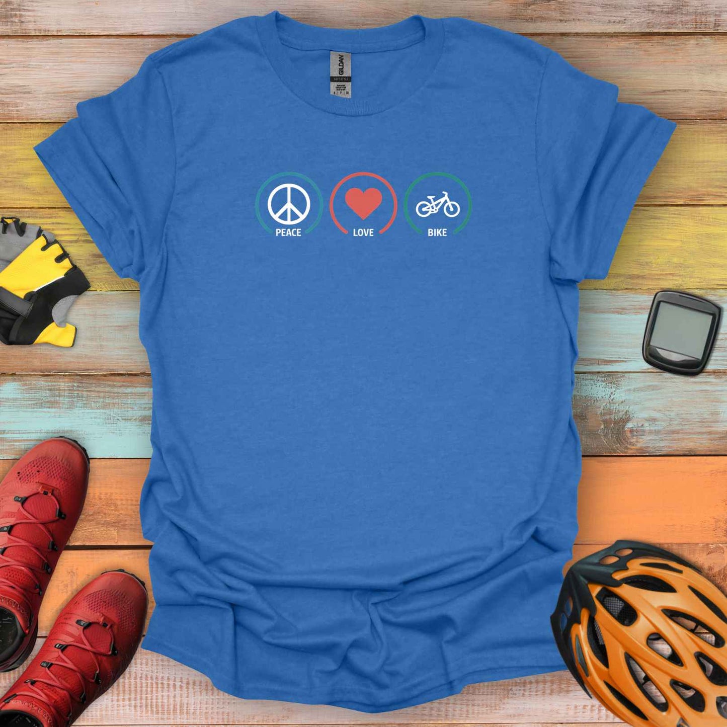 Peace, Love, Bike T-Shirt