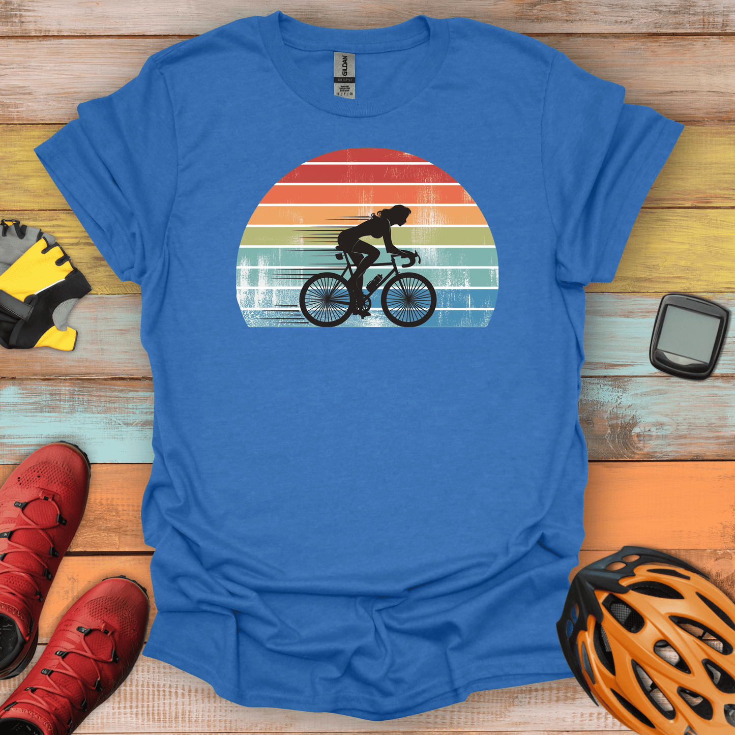 Vintage Sunset Cyclist T-Shirt