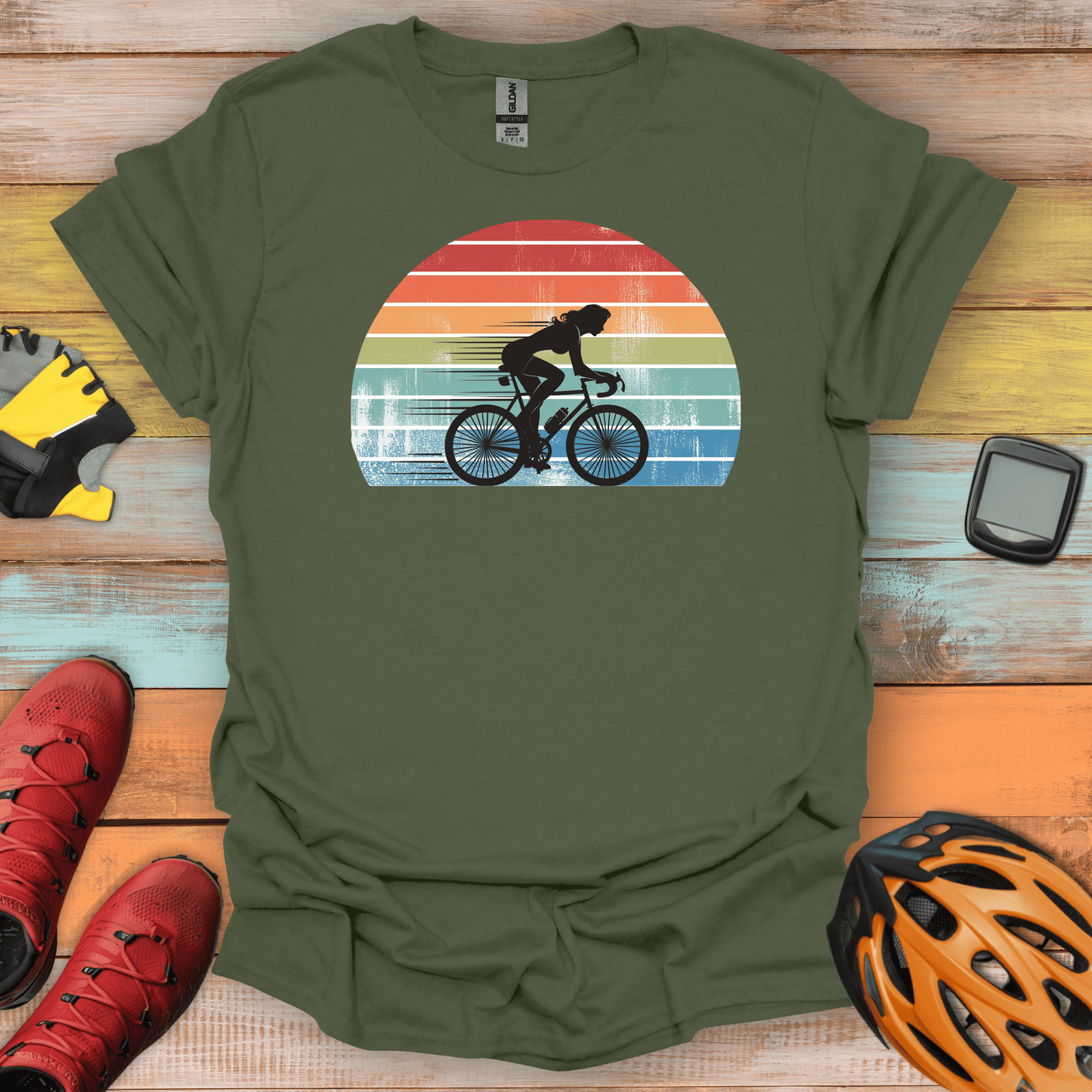 Vintage Sunset Cyclist T-Shirt