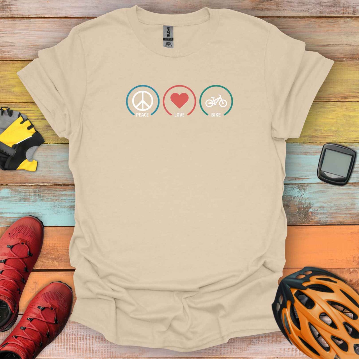 Peace, Love, Bike T-Shirt