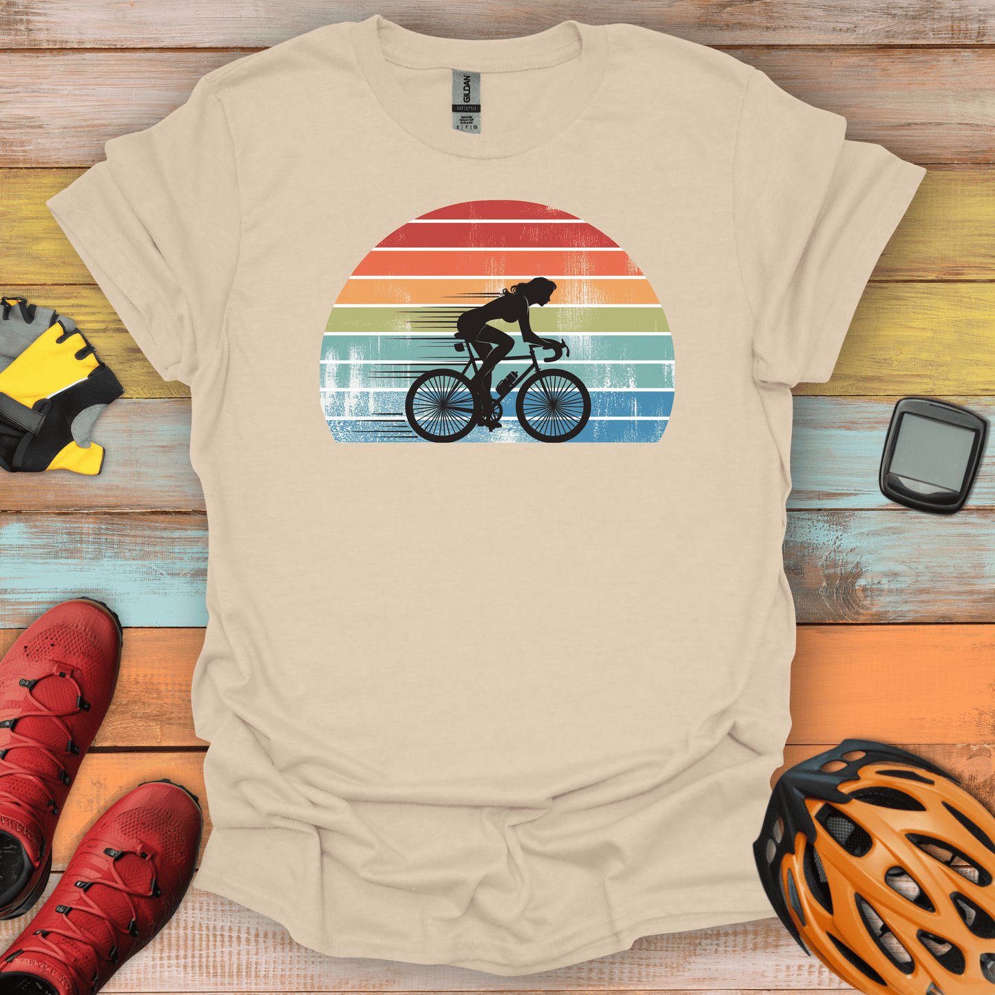 Vintage Sunset Cyclist T-Shirt