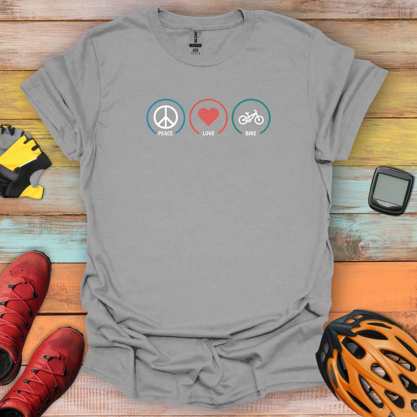 Peace, Love, Bike T-Shirt