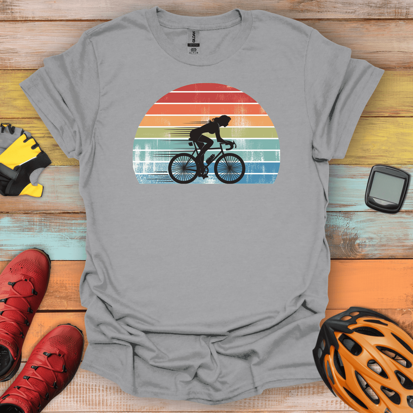 Vintage Sunset Cyclist T-Shirt